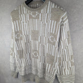 Vintage Jumper Mens Large L Grey Knitted Pullover Cotton